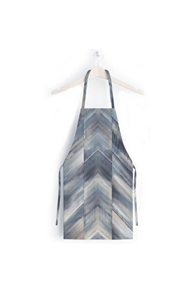 Adawall مريلة مطبخ بنمط هندسي أزرق (قماش كتان، شهادة دولية للغسيل وعدم التلاشي)