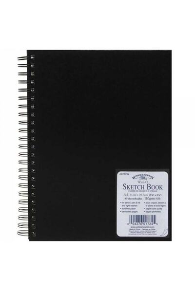 Winsor Newton Winsor & Newton : Black Hard Covered Spiral Sketchbook : 110 Gr (80 Sheets) : A4