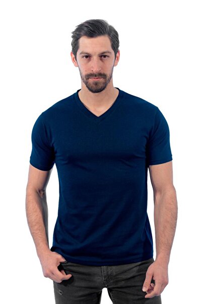 Şensel V-подібний виріз, синій -113e245- Футболка, T-shirt, з короткими рукавами