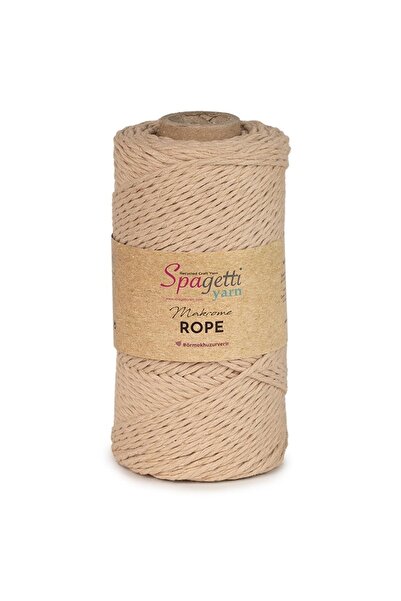 Spagettiyarn 2mm 250g Bej 2 Büküm Halat Makrome Ipi