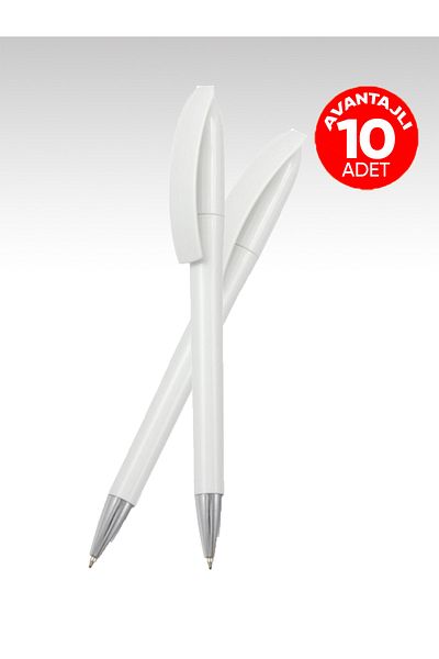 EGESTA 10 Pieces Rotating Ballpoint Pen with Blue Ink - White