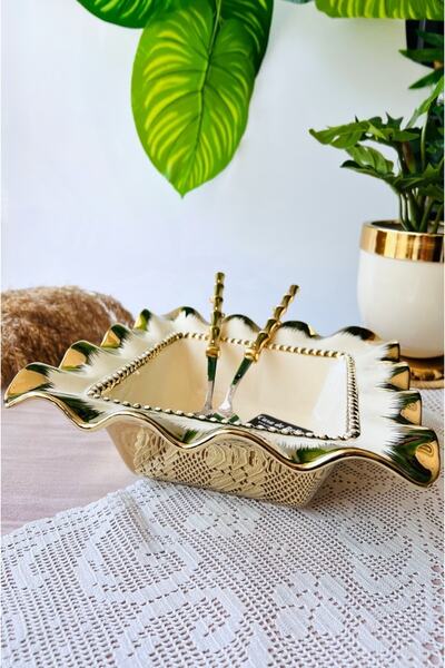 CASA DE BELLA Valonia Gold Büyük Boy Kare Derin Kase 26 cm