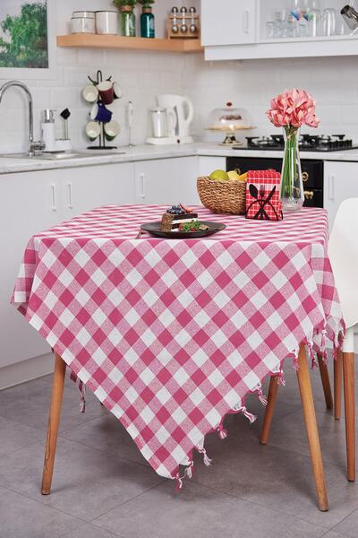 Vagonik Veselă Multifuncțional Pânză Picnic Pânză și Față de masă Roz Plaid Gingham 140x140 Cm