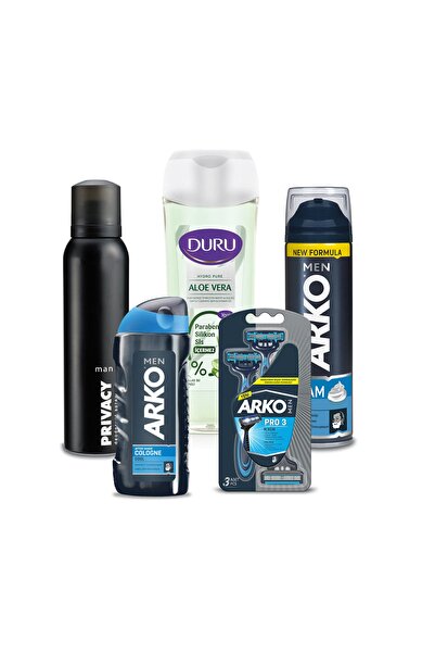 Duru Arko Men T3 Pro Tıraş Bıç 3lü + Tıraş Köp 200ml + Tıraş Kol 200ml +deodo...