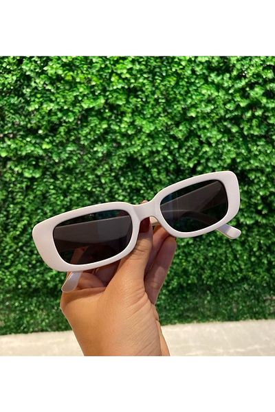LOOKUP Unisex Bone Color Frame Square Rectangle Vintage-retro Sunglasses