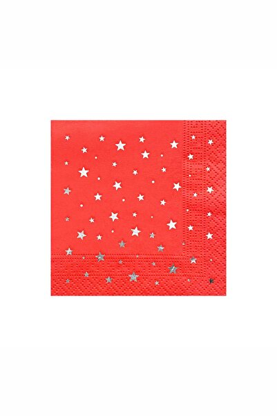 Story 25x25 Cm Silver Leaf Star Patterned 50 Pack Pomegranate Colored Paper N...