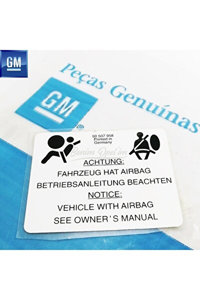 GM Opel Uyumlu Hava Yastığı Etiketi Beyaz (aırbag) (achtung, Notıce) Orijinal