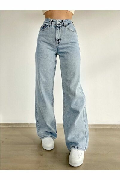 Livik Women's Snow Wash Lycra High Waist Wide Leg Jeans