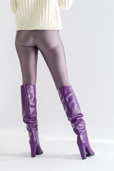 AYAKKABI PRENSİ Belower Bellows Purple Matte 10 cm Γυναικείες Μπότες, Μπότες με τακούνι