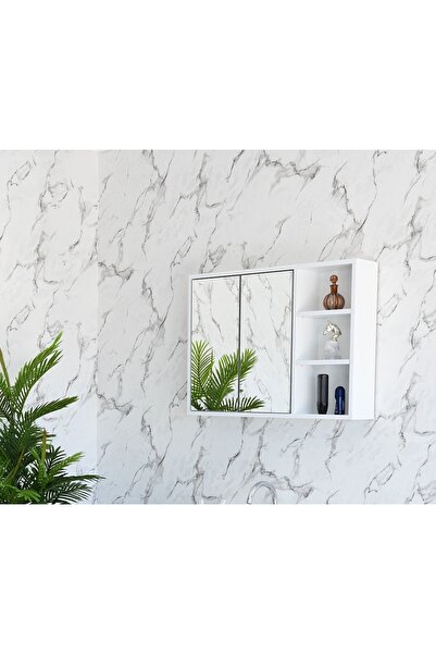ARTEL MOBİLYA Mdf 80 Cm Aynalı Banyo & Wc Üst Dolabı - Bas-aç Kapak