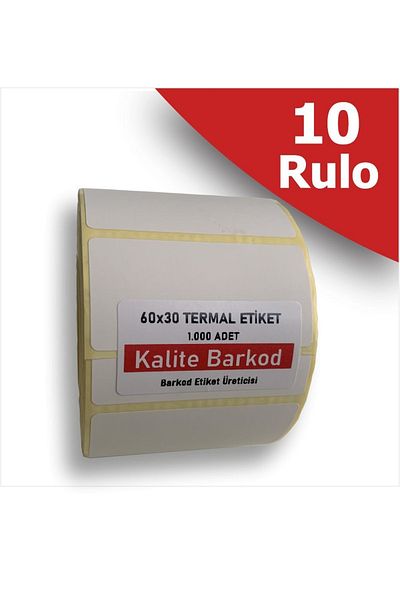 Kalite Barkod Etichetă termică 60x30 |   10 role de etichete cu coduri de bare