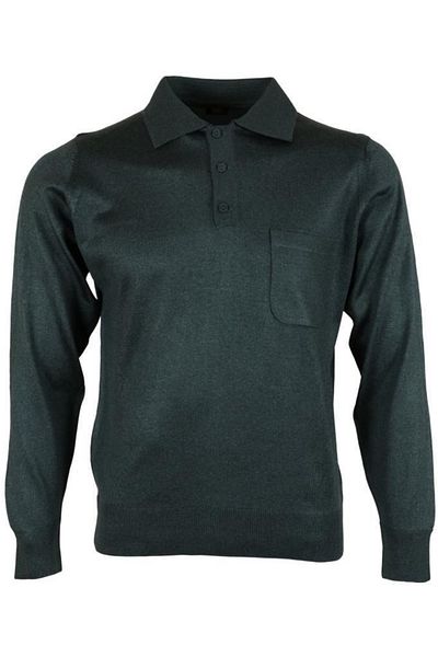 Modarar Pulover verde pentru bărbați, guler polo, lână, clasic, croială normală Rar00651