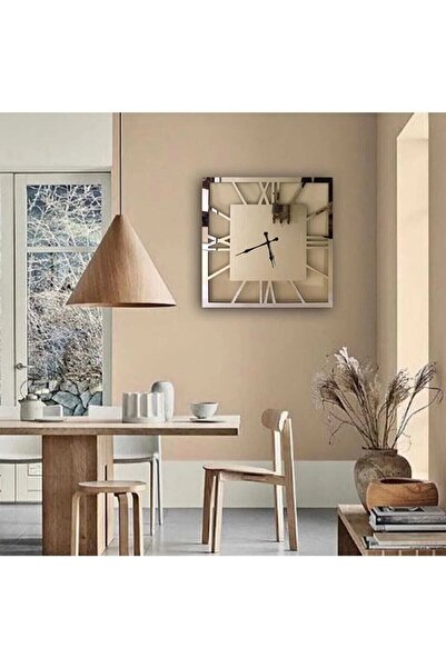 Genel Markalar Gümüş Aynalı Pleksi Duvar Saati 40x40 Cm