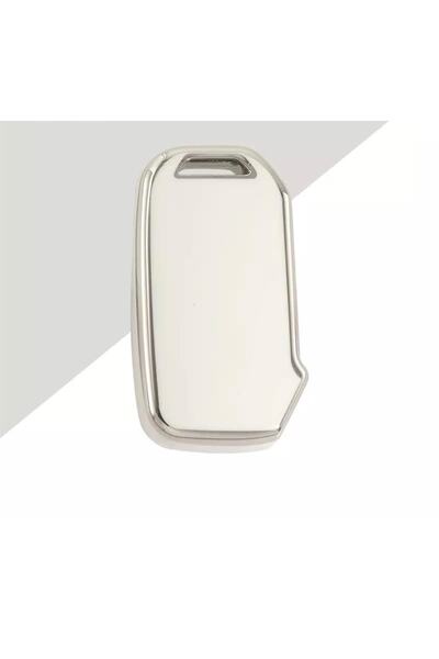 AYZ GARAGE كيا (حافظة جديدة) حافظة مفاتيح مصنوعة من مادة TPU باللون الأبيض الفاتح