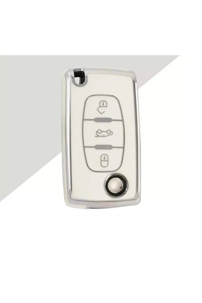 AYZ GARAGE Peugeot-citroen (3 butoane) husă din material TPU pentru cheie albă