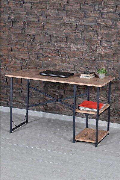 Woody Elementglobal Metal Çalışma Masası 2 Raflı Ofis Bilgisayar Laptop Masası