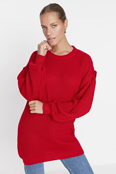 Trendyol Modest Sweater - Red - Oversize