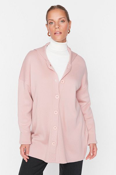 Trendyol Modest Λεπτομερής ζακέτα με κουμπιά σε σκόνη TCTAW23TH00007