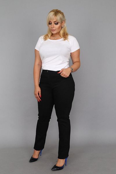 xlargebutik Women's Clothing High Waist Lycra Black Jeans