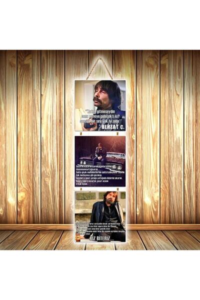Genel Markalar Behzat Ç Biz Biteriz Tasarımlı Üçlü Retro Ahşap Poster Ü579