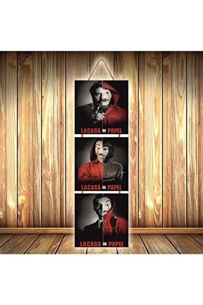 hazalshop La Casa De Papel Σχεδιασμένη Τριπλή Ρετρό Ξύλινη Αφίσα Ü321