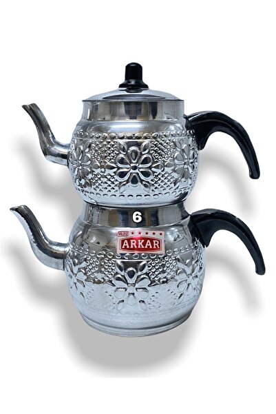 YILDIZ ARKAR Alüminyum Çaydanlık Motifli Jumbo Boy No 6 (TOPLAM 4.50 LİTRE)