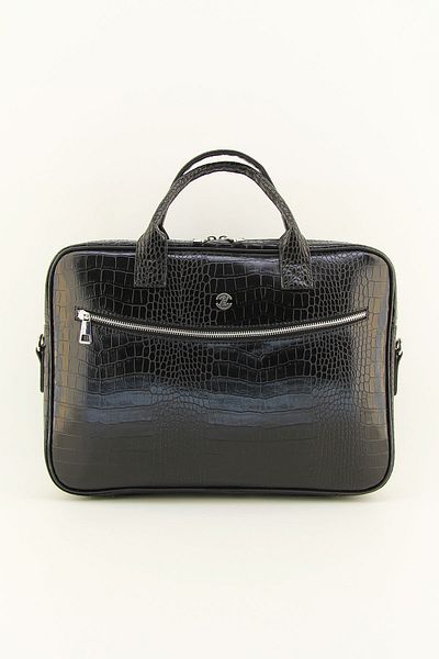HNB Servietă unisex neagră cu fața zâmbitoare pentru laptop de 15 și 15,6 inchi, crocodil