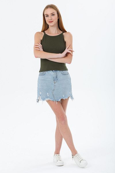 PHIL HILL Women's Khaki Camisole Sleeveless Crop Blouse