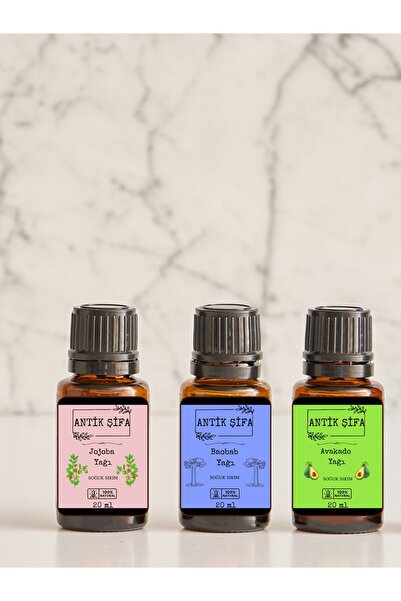 Antik Şifa Anti-aging Besleyici Doğal Ve Saf Yağ Seti (baobab, Avakado, Jojoba Yağı) - 3 X 20 Ml
