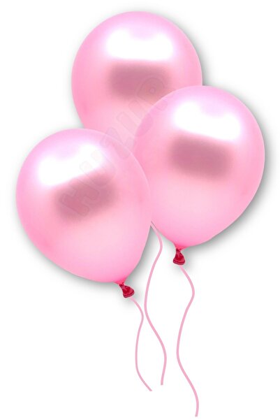 Huzur Party Store Pink Colored Metallic Balloon 10 Pieces 30 cm Latex Birthda...