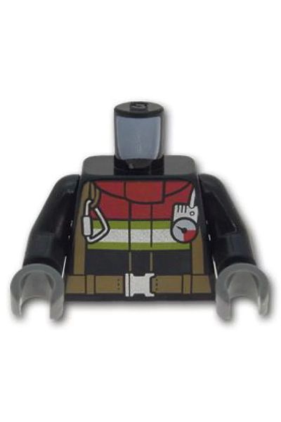 LEGO Original Moc Accessory Custom Minifigure Minifigure Body Torso Black Search Rescue Firefighter