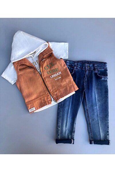 Sparrow Laurel بدلة احتفالية مكونة من 3 قطع مع تطريز برتقالي للأولاد - سترة م...