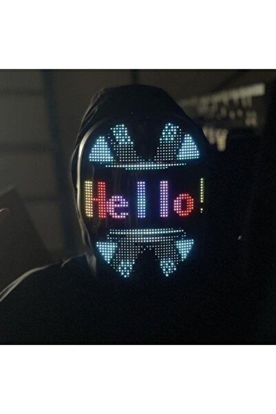 Genel Markalar Uygulama Destekli Led Maske Çok Renkli Led Işıklı Şarjlı Parti Maskesi Kablosuz Uygulamalı Yılbaşı D