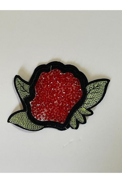 Gönülden Tasarım 11x7 Cm Rose Stone Iron-On Embroidered Coat of Arms Patch Applique