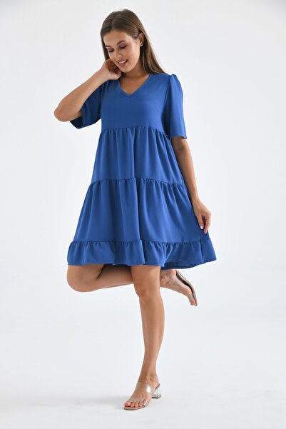 VOLT CLOTHİNG Női V-nyakú réteges Ayrobin ruha