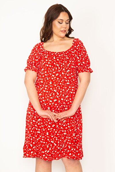 Şans Plus Size Dress - Red - Basic