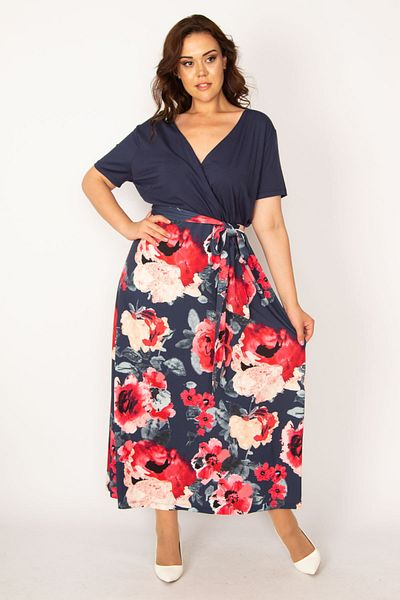 Şans Plus Size Dress - Navy blue - Basic