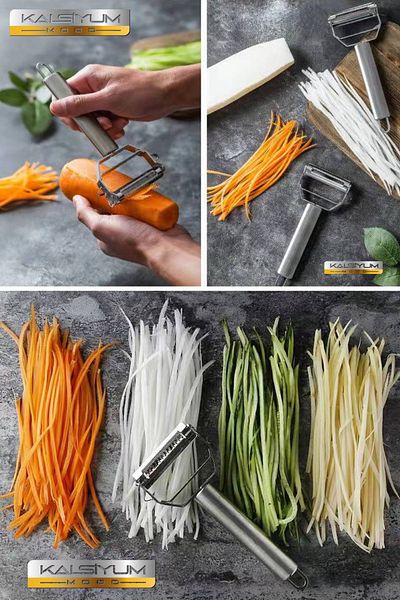 Kalsiyum Mood Multi Practical Stainless Steel Turbo Julienne Fruit Vegetable Peeler Cutter Chopper Shaper Presentation