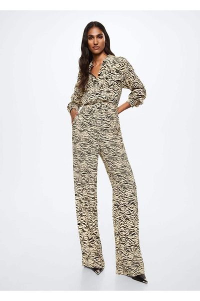 MANGO Woman Overal s leopardím vzorom