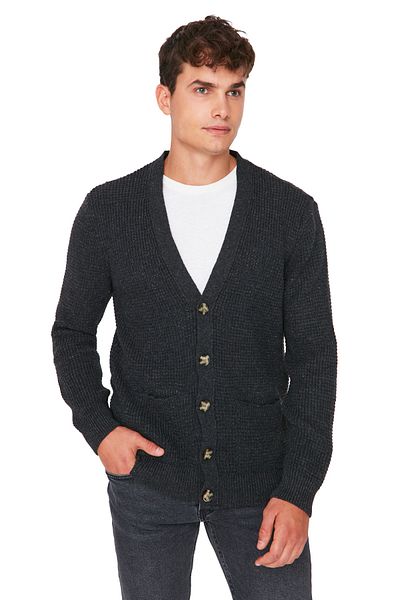 Trendyol Collection Strickjacke - Grau - Regular Fit