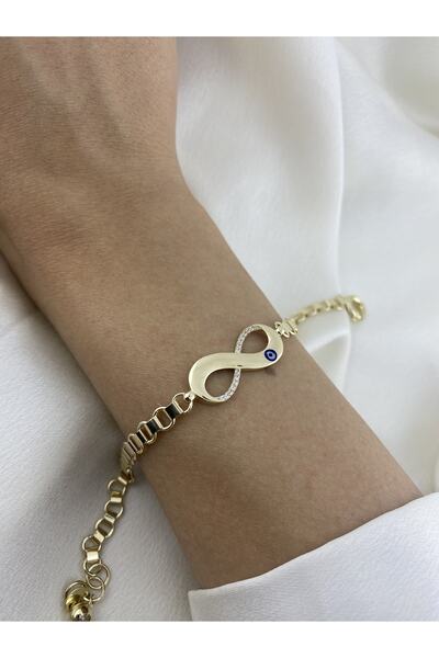 Amoure Gold 14 Ayar Altın Gözlü Sonsuzluk Bileklik