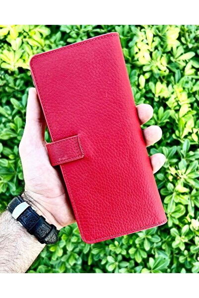 CüzCan Creen Kırmızı Gerçek Hakiki Deri Telefon Cüzdanı Unisex (ERKEK-KADIN)
