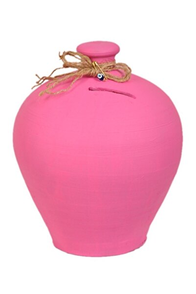 Genel Markalar Toprak Kumbara Testi Çömlek (pembe Fiyonklu )