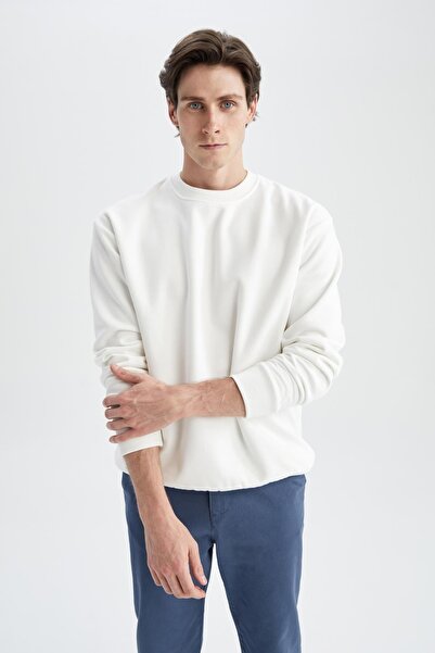 DeFacto Oversize Fit Bisiklet Yaka Basic Pamuklu Sweatshirt
