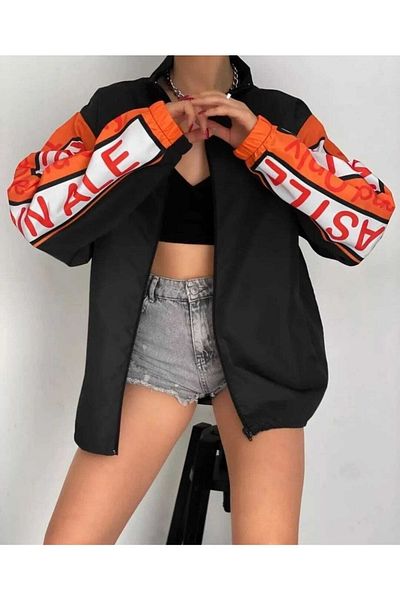 VENTİ Μαύρο Mansfield Printed Unisex Αλεξίπτωτο Windbreaker