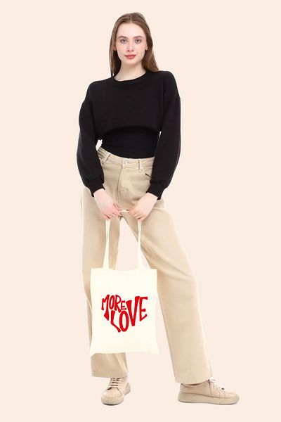 BAGAND More Love Printed Raw υφασμάτινη τσάντα ώμου