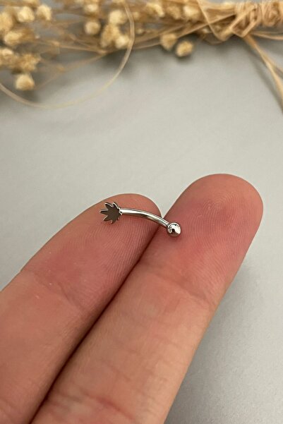 Jaida Moda Unisex Gümüş Yaprak Figürlü Çelik Kaş Piercing