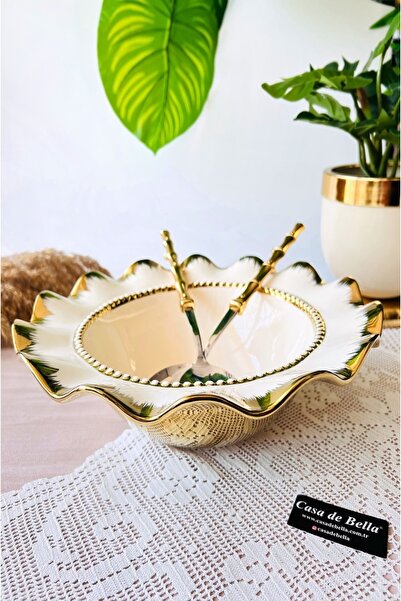 CASA DE BELLA Valonia Gold Large Round Deep Bowl 29cm