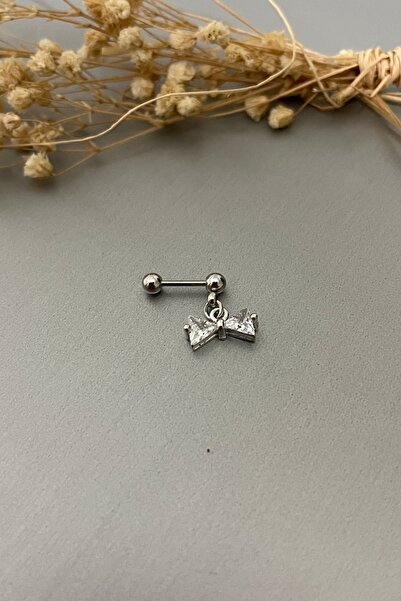 Jaida Moda Kadın Gümüş Zirkon Fiyonk Sallantılı Çelik Helix Kıkırdak Piercing