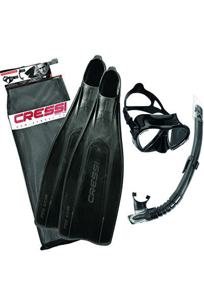 Cressi Pro Star Palet Maske Şnorkel Seti Black-no:39-40